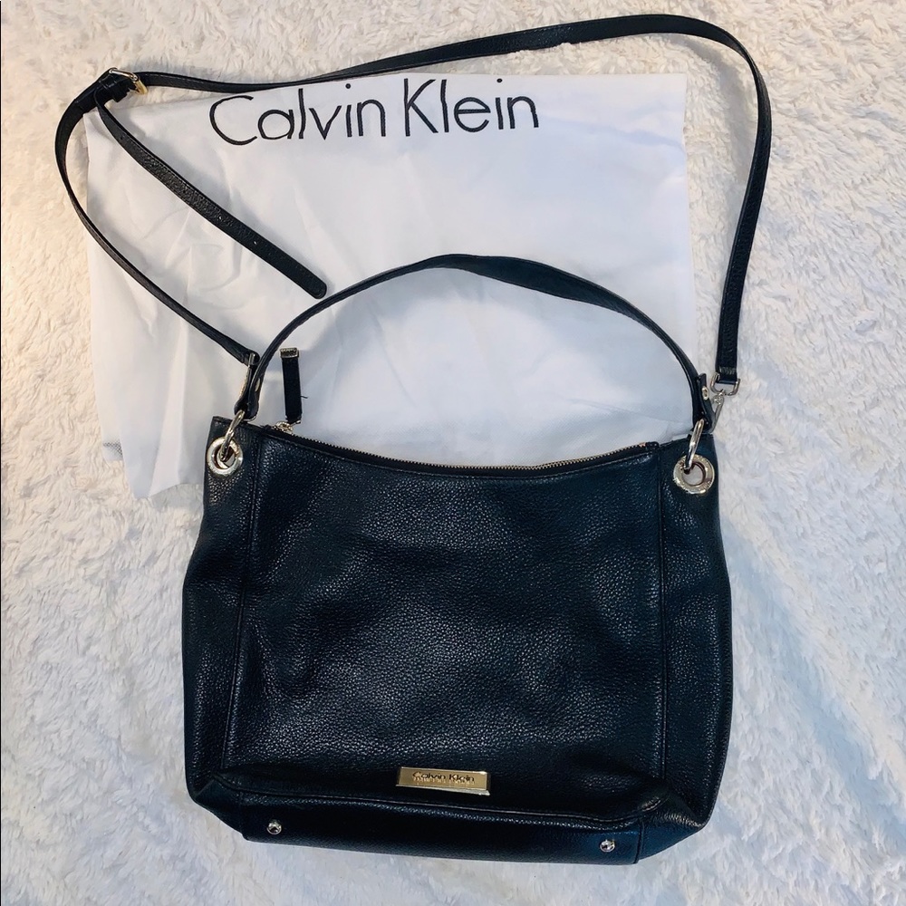 Leather Calvin Klein Purse with Gold Accents